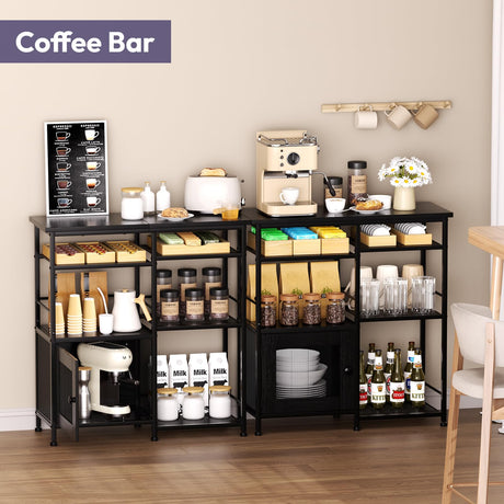 SWTYMIKI Coffee Bar Cabinet Station - Farmhouse Small Coffee Stand Station with Doors, Rustic Storage Organizer for Kitchen, Buffet Sideboard Cabinet Table for Home, Office, Corner, Bar, Black SWTYMIKI