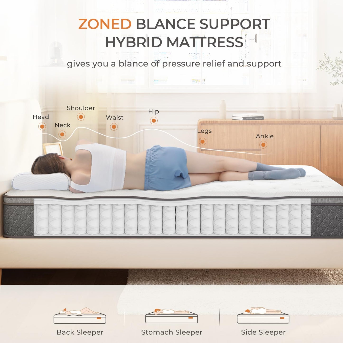 Sweetnight Twin Mattress - 12 Inch Twin Bed Mattress in a Box, Hybrid Twin Size Mattress with Pocketed Coils for Comfort Sleep and Balanced Support