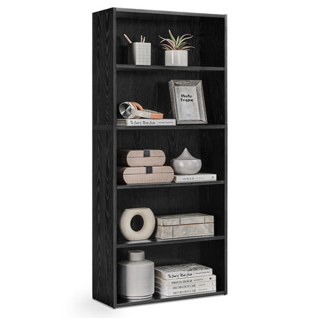 VASAGLE Bookshelf, 23.6 Inches Wide, 5-Tier Open Bookcase with Adjustable Storage Shelves, Floor Standing Unit, Ebony Black ULBC165T56 VASAGLE