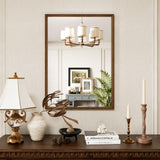 JISOSO 24X36 Inch Bathroom Mirror, Rectangular Bathroom Vanity Mirror, Walnut Wood Grain Framed Mirror for Wall, Tempered Glass, Anti-Rust, Horizontal/Vertical JISOSO