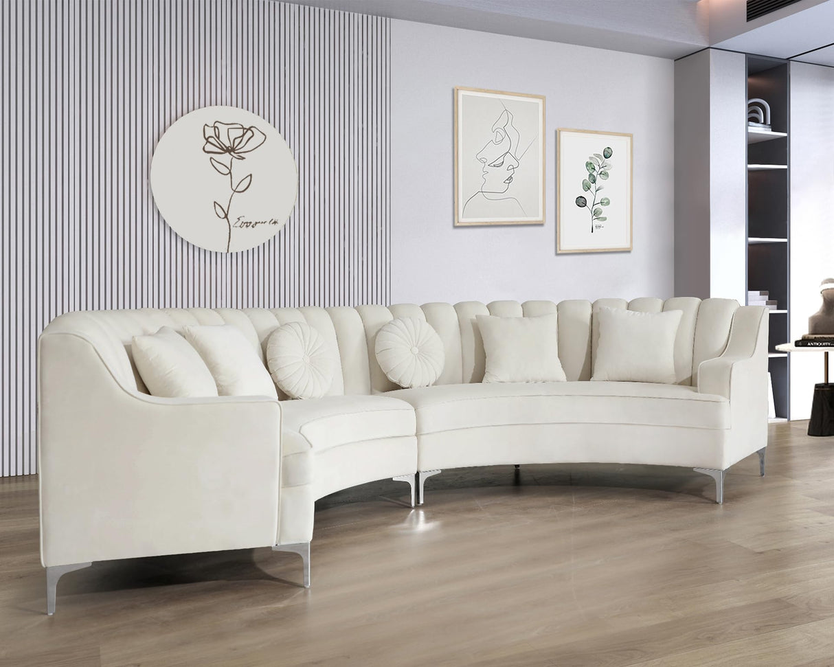 Legend Vansen L Semicircle Velvet Sofa 141.34” Oversized Sectional Curved Sofa for Living Room, Office, Apartment (1, Cream) Legend Vansen