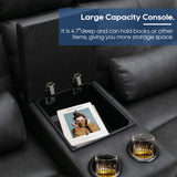 RIHEREFY 68'' RV Power Loveseat Sofa Recliner | Wall Hugger Loveseat | Double Reclining Sofa with Cup Holder | Recliner with Heat and Massage | Theater Seating(PU, Black-Gray) RIHEREFY