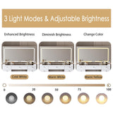 JassmiPkwy 46 INCH Makeup Vanity Desk with Mirror - Glass Tabletop Vanity Table with Lights, Drawers, Power Outlet, Large Storage Desk for Bedroom, White JassmiPkwy