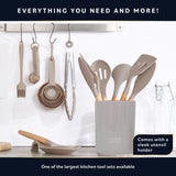 Home Hero 33 Pcs Kitchen Cooking Utensils Set, Non-Stick Silicone Cooking Kitchen Utensils Spatula Set with Holder, Wooden Handle Silicone Kitchen Gadgets Utensil Set (33 Pcs - Khaki) Home Hero