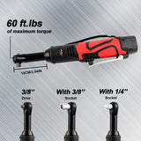 AUTOJARE Extended 18V Cordless Electric Ratchet Wrench Set 3/8" Drive 450RPM Power Ratchet Tool Kit 60 ft-lbs Cordless Ratchet Kit with 1/4" Socket Adapter, 7pcs Socket, Charger and 2pcs Batteries AUTOJARE