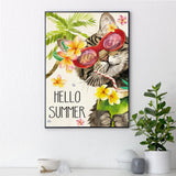 EIBEILI Cat Diamond Art Kits for Adults,5D Summer Diamond Painting Kits for Beginners,DIY Round Full Drill Painting with Gem Art Craft Kits for Home Wall Decor 12x16inch EIBEILI