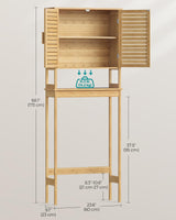 SONGMICS Over The Toilet Storage Cabinet, Bathroom Cabinet with Adjustable Inside Shelf and Bottom Stabilizer Bar, Space-Saving Toilet Rack, Cloud White UBTS010W01 SONGMICS