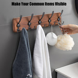 Gohiuo Rustic Wall Mount Coat Rack, Coat Hooks Wall Mount Wood Coat Rack with 5 Triple Hooks, Heavy Duty Wooden Wall Mounted Coat Hanger for Entryway, Farmhouse Hanging Coats, Hats, Bags,Towels Gohiuo