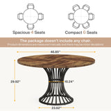 Tribesigns Round Conference Table for 4-6, 47-Inch Conference Room Table with Thickened Tabletop and Metal Base, Industrial Meeting Table for Office Meeting Room, Rustic Brown Tribesigns