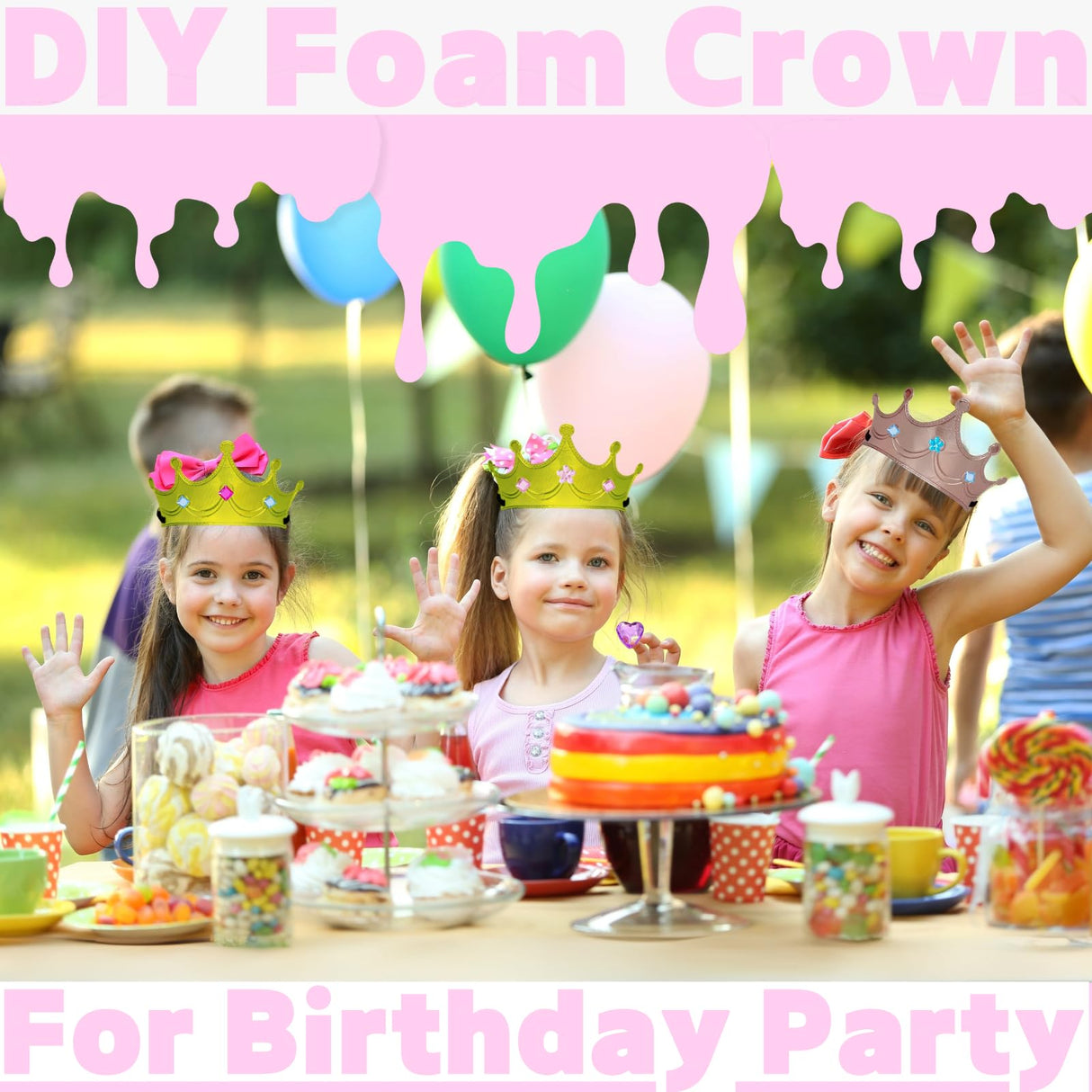 Cayton 26 Pcs Foam Princess Crowns, Sparkly Foam Crowns with Stickers, DIY Birthday Craft for Girls Kids Cayton