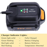 Elefly WA3742 Compatible with Worx 20V Battery Charger WA3732 Compatible with Worx 20V Lithium Battery WA3525 WA3520 WA3575 WA3578 ELEFLY
