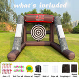 V-infla Inflatable Axe Throwing Game + Inflatable Ball Toss Target Dart Board Game with 1 Air Blower and 12 Axe and 10 Balls for Events V-infla