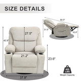BRTHORY Rocker Recliner Chair with Massage and Heated, 360°Swivel Rocking Manual Recliner Chairs with Cup Holders Remote Control for Living Room (Gray Oatmeal) BRTHORY