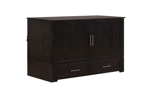 Mega Solutions Emurphybed Daily Delight Murphy Cabinet Chest Bed with Charging Station 6 Inch, (Queen, Java) Mega Solutions
