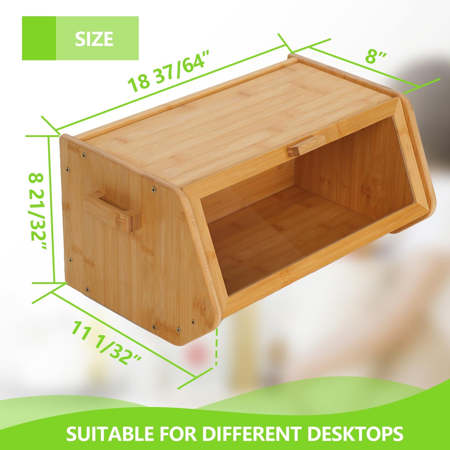 AMBIRD Bamboo Bread Box keep The Bread Fresh For Kitchen Counter-Large Capacity Wooden Bread Storage Container Farmhouse Bread Box with Window Bread Holder - WoodArtSupply