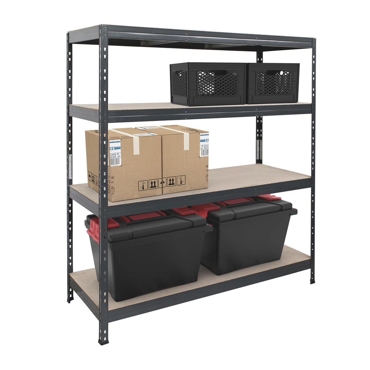 AR Shelving Heavy-Duty Garage Shelving, 4-Shelf Unit, 1000-Lb. Capacity Per Shelf, 60in.W x 24in.D x 70in.H, Model# TR18S410KGIFD9G00 AR Shelving