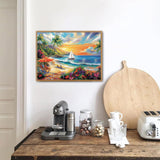 GOUOYANA Beach Diamond Art Kits for Adults, Summer Diamond Art for Beginners, DIY Full Rhinestone 5D Diamond Painting Kits (Gemstone Craft), Home Wall Decoration (12x16 inch) GOUOYANA