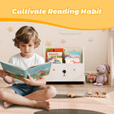 Jomzuci Wooden Kids Bookshelf, Toddler Montessori Bookshelf, Nursery Book Shelves with 4 Adjustable Dividers, Book Shelf for Kids Rooms, Nursery, Bedroom, Classroom and Playroom Storage Jomzuci