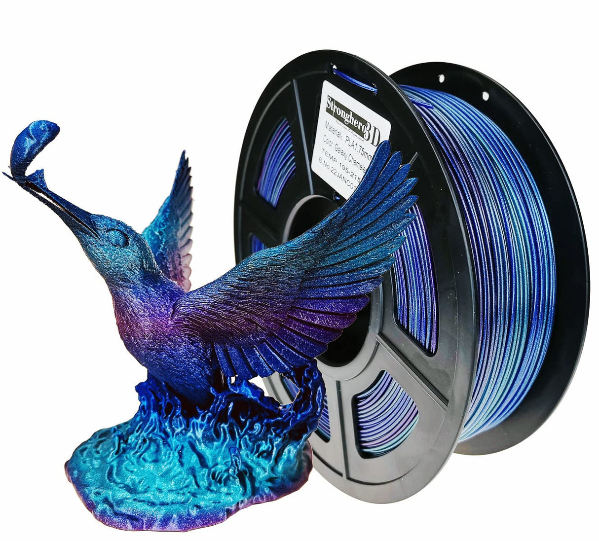 Stronghero3D PLA 3D Printer Filament 1.75mm Vertigo Galaxy Rainbow Multicolors Accuracy +/-0.05mm Net Weight 1kg(2.2Lbs) for Ender3 Prusa Stronghero3D