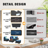 JOYURE 5 Pieces Patio Furniture Set All-Weather Outdoor Wicker Sectional Conversation Sofa Rattan Patio Seating Sofa with Cushion and Glass Table and Ottoman for Porch Poolside,Peacock Blue JOYURE