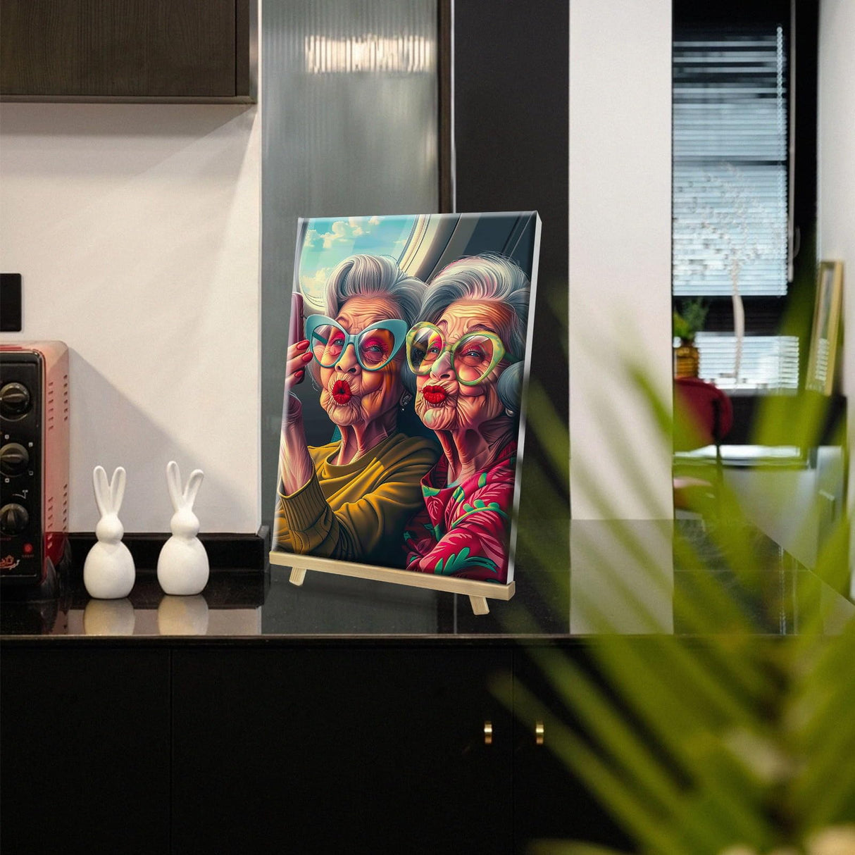 HeeBenor Framed Paint by Numbers Kit for Adults, Fashion Grandma Paint by Numbers Kit for Adults with Easel, DIY Acrylic Paint by Number with Frame, Adult Paint by Number Kits Framed Canvas 8x12 Inch HeeBenor