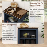 RowyPoey Record Player Stand with Vinyl Record Storage, Large Wood Turntable Stand Cabinet Dispaly Shelf for Living Room,Bedroom,Office,Blue RowyPoey