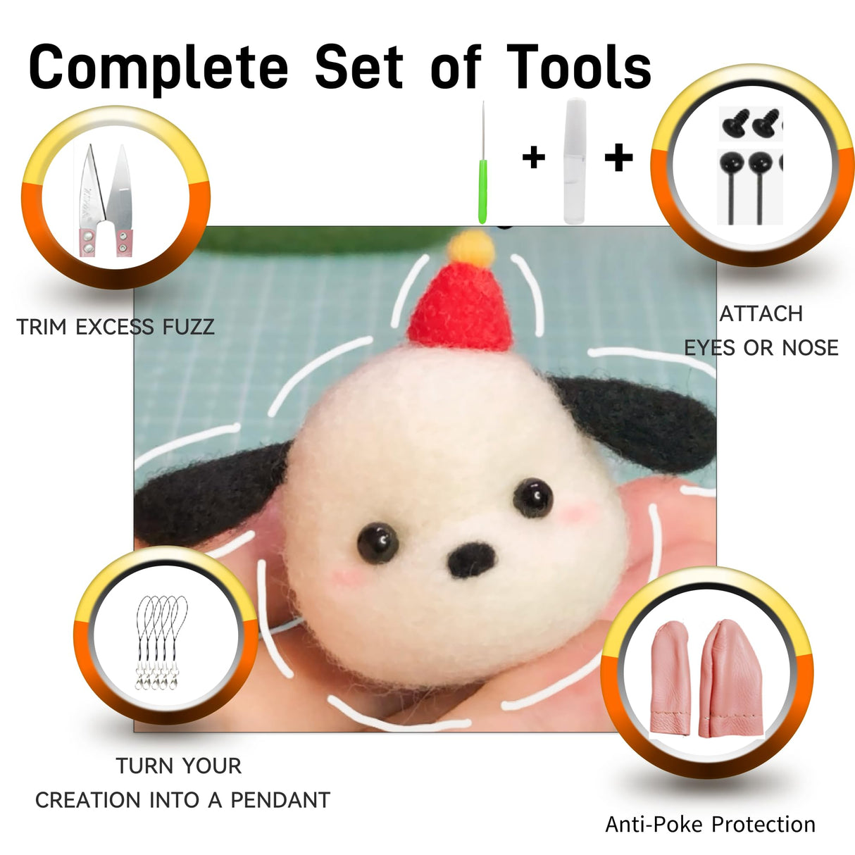 Catopia Needle Felting Kit,Wool Roving 20 Colors Set,Tools for Felted Animal Needle Felting Supplies,Needle Wool Felting Tools Kit Catopia