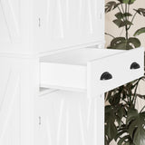 IRONCK Kitchen Pantry Storage Cabinet 72.6" H x 24" W, with Barn Doors, Drawer, 4 Adjustable Shelves, Freestanding Cupboard for Dining Room Living Room, Laundry, White IRONCK