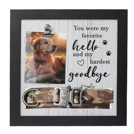 X-partner Pet Memorial Frame with Collar Holder – Dog and Cat Loss Remembrance Gift – You were My Favorite Hello and Hardest Goodbye – Sympathy Keepsake Frame for Pet Lovers X-partner