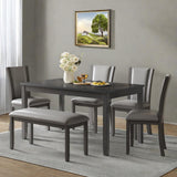 Trygoal Dining Table Set for 6, Farmhouse 6 Piece Dining Room Table Set with Rectangular Table, 4 Upholstered Backrest Chairs and Bench, Counter Height Kitchen Sets with Warm Woodgrain Finish, Gray Trygoal