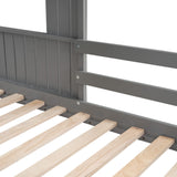 Harper & Bright Designs Grey Twin Over Full House Bunk Bed with Slide, Ladder, and Guardrails Harper & Bright Designs