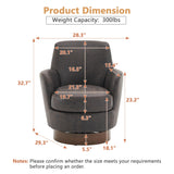 HUMEHA Swivel Barrel Chairs Set of 2, Modern PU Leather Swivel Accent Chairs Armchair with Gold Stainless Steel Base, Reading Chair for Bedroom Comfy Round Barrel Chair for Living Room, Brown HUMEHA