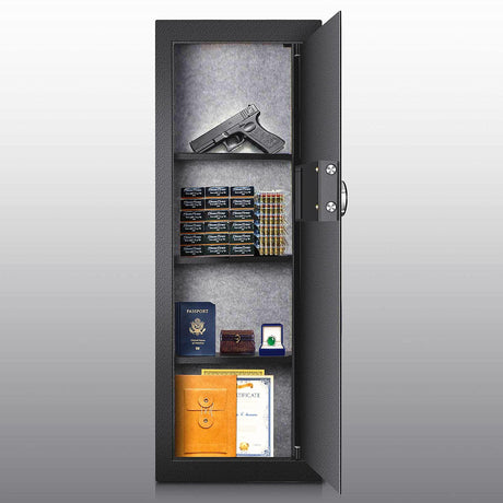 Langger Biometric Wall Safe, Hidden Fingerprint Security Long Wall Safe for Valuables, Rifle Shotgun Handguns, In Wall Safe Between Studs (4"D x 15"W x 45"H) LANGGER V