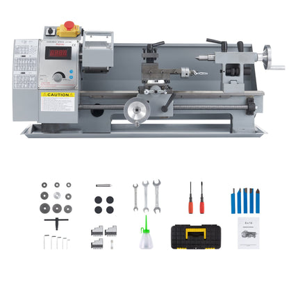 CO-Z 8"x14" Mini Lathe Machine with 600W Brushed Motor | 50-2250 rpm Wood Metal Turning Cutting Drilling Benchtop Metal Lathe with Accessories for - WoodArtSupply