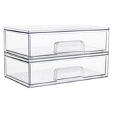 Vtopmart 12.1''W Clear Stackable Storage Drawers,2 Pack Acrylic Plastic Organizers Bins for Makeup Palettes, Cosmetics, and Beauty Supplies,Ideal for Vanity, Bathroom,Cabinet,Desk Organization Vtopmart