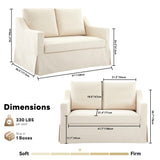 Tbfit 51" Loveseat Couch, Slipcovered Sofa, Small Sofas with Removable Cover, Pocket Spring Cushion, Mini Couches, Living Room Furniture for Home, Apartment, Farmhouse, Beige Tbfit