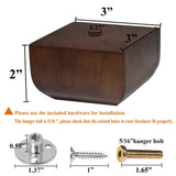 AORYVIC Sofa Legs Square Bed Feet 2 inch Wood Replacement Leg for Furniture Set of 4, Dark Brown AORYVIC