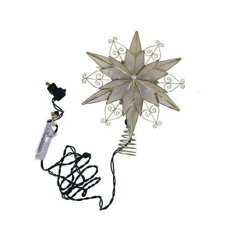 Kurt Adler UL3110 10-Light 6-Point Capiz Star Treetop With Scroll Design Kurt S. Adler