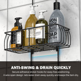 Epicano Shower Caddy Hanging, Anti-Swing Over Head Shower Caddy Rustproof with Hooks for Towels, Sponge and More, Matte Black Epicano