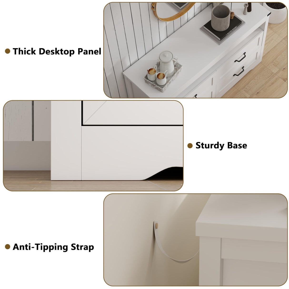 METOTI White Dresser for Bedroom with LED Lights, Farmhouse 4 Drawers Dresser with Open Shelf, Rustic Wood Chest of Storage Organizer Drawers for Living Room, Hallway METOTI