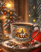 Christmas Coffee 5D Diamond Painting Kits for Adults,Mug Diamond Art Kits for Adults Beginner,DIY Full Round Drill Diamonds Dots Gem Art Kit for Adult,Home Wall Decor 12 x 16Inch Clendo