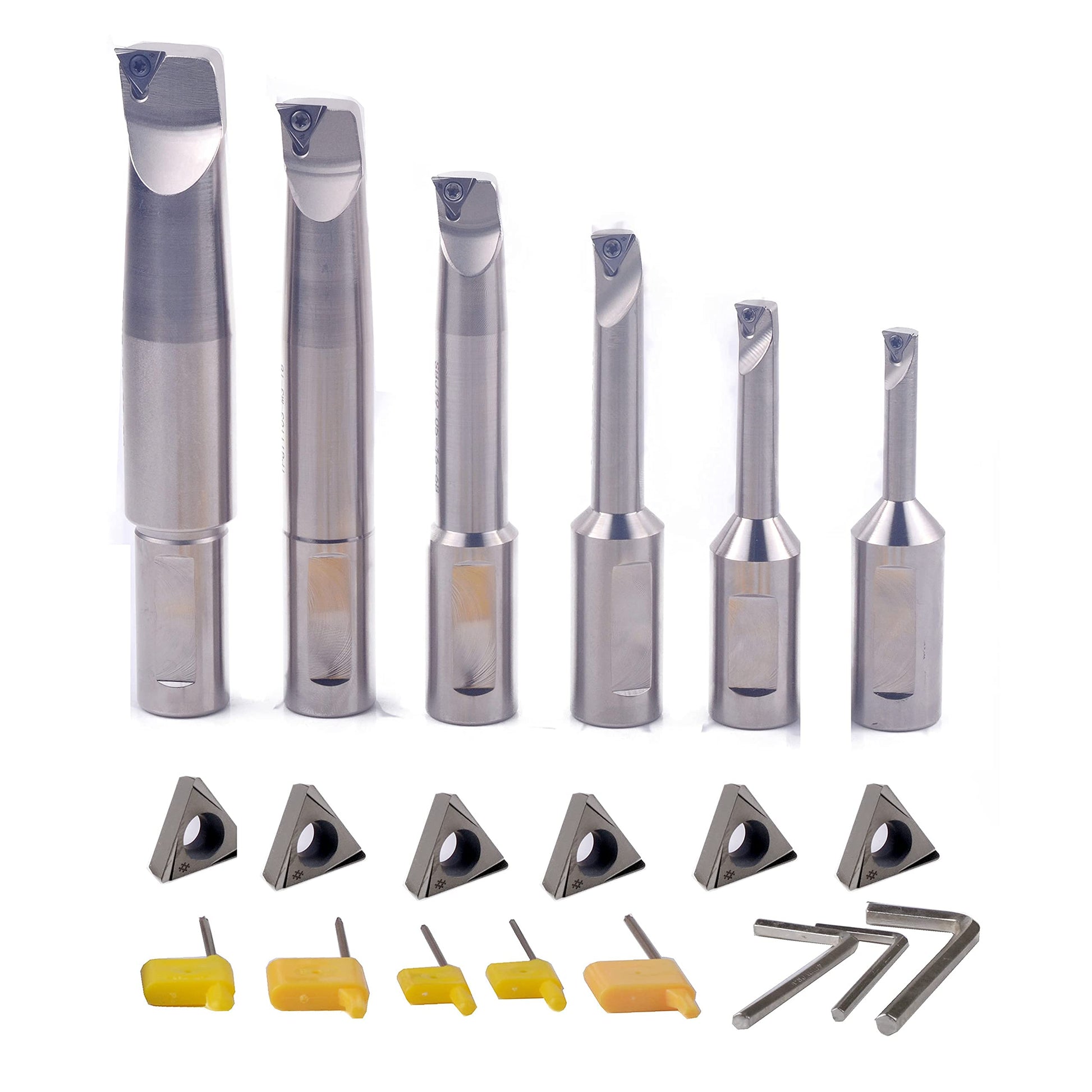 iCarbide R8 Boring Head 2Inch and 1/2 Shank Boring Bar 6pcs Set (Inserts Included) 1/2" - 4" - WoodArtSupply