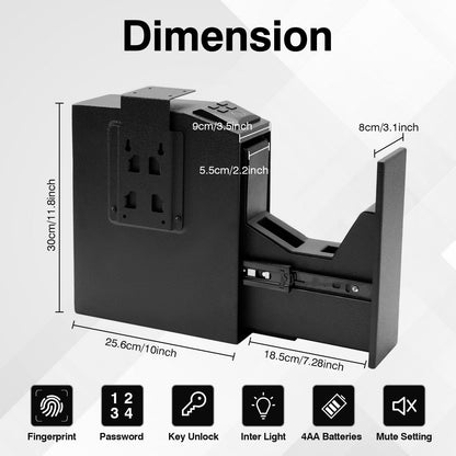 Sgorlds Biometric Slider Gun Safe for Handgun,Auto Sliding Door Hand Gun Safe, Quick Access Pistol Safe for Nightstand, Desk, Bed Side With Fingerprintt, PIN Code, KEY Access