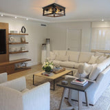 Farmhouse Flush Mount Ceiling Light, 4-Lights Rustic Wood Square Ceiling Light Fixture Kitchen Light Fixture, Farmhouse Light Fixtures for Dining Room Kitchen Livingroom Bedroom Porch JWLUYN