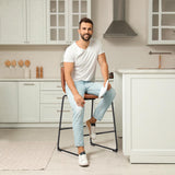 DUMOS 26 Inch Counter Height Bar Stools Set of 4, Modern Faux Leather High Barstools with Back and Metal Leg, Bar Chairs for Kitchen lsland, Brown DUMOS