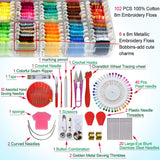 Embroidery Floss Cross Stitch Threads String Kits with Organizer Storage Box Included 108pcs Colorful Friendship Bracelets Floss with Number Stickers&Floss Bobbins &110 Pcs Cross Stitch Tool Kits LE PAON