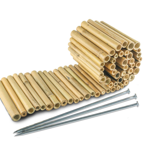Bamboo Short Fence Outdoor Landscape Edging Flexible Decorative Border 7.8'' H x 47'' L HTWNK