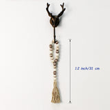 CVHOMEDECO. Wood Bead Garland with Tassels 3 PCS Farmhouse Rustic Wooden Prayer Beads String Wall Hanging Accent for Home Festival Decoration. Mix Distressed CVHOMEDECO.