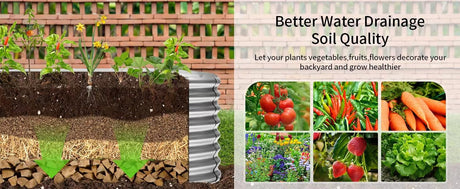 Land Guard 24“ Tall Galvanized Raised Garden Bed Kit, Galvanized Planter Garden Boxes Outdoor, Oval Large Metal Raised Garden Bed for Vegetables (Classic Silver, 4×2×2ft) Land Guard