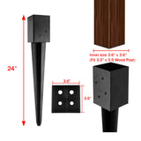 LADECH 4x4 Fence Post Anchor - 24' Black Powder Coated Metal Ground Spike - Mailbox Post Anchor - 8 Pack LADECH